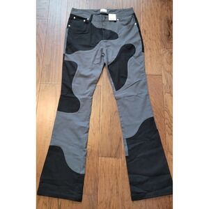 NWT EPTM Men's Flare Leg Abstract Casual Black & Gray Pants Size 34x34